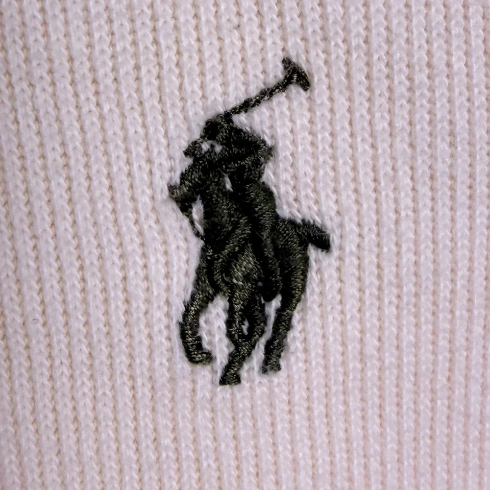 Polo Ralph Lauren Quarter Zip Mens XXL Cream Ribbed Pullover Sweater Green Pony
